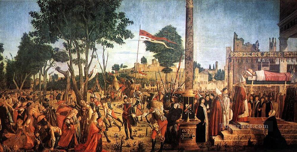 Martyrdom of the Pilgrims and the Funeral of St Ursula Vittore Carpaccio Oil Paintings